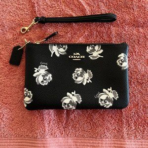 Coach Leather Floral Wristlet